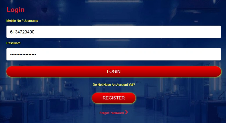 Methspin Login Process